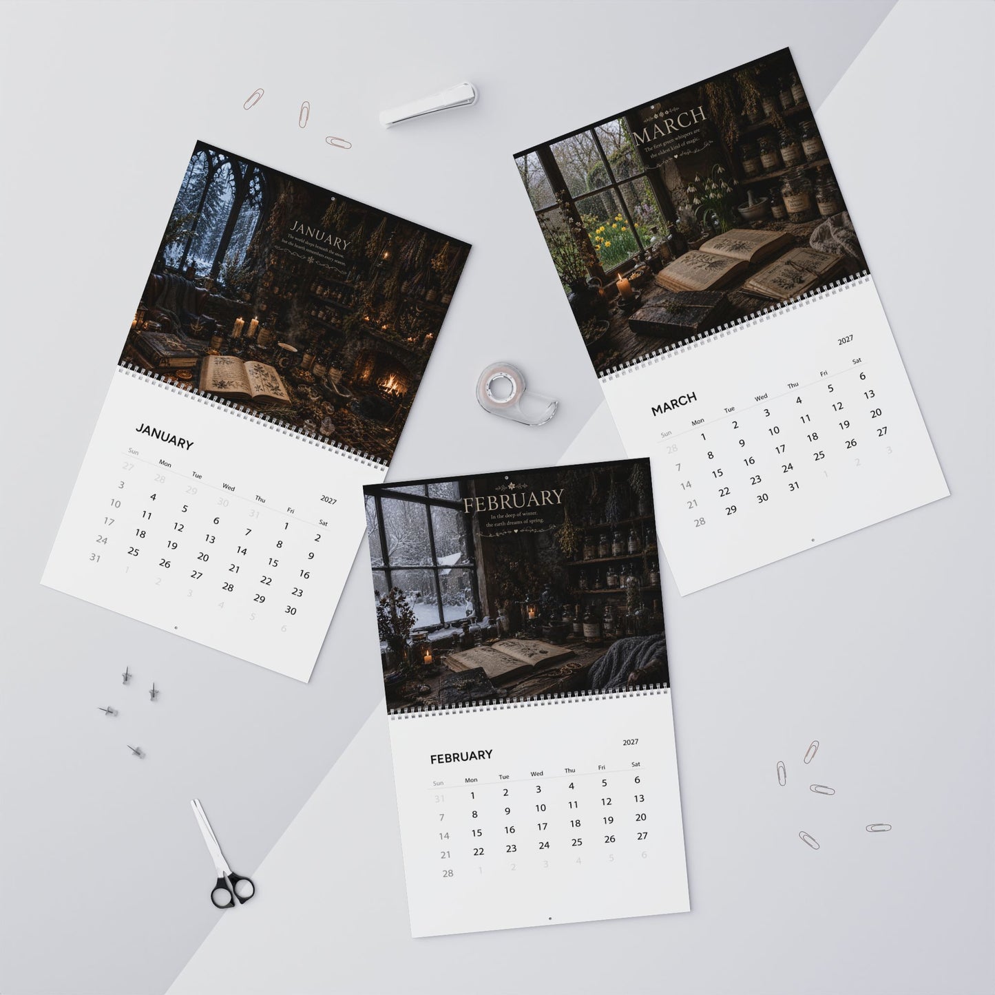 Wall Calendar — 2026 Witchy Cottage & Harvest Art Calendar