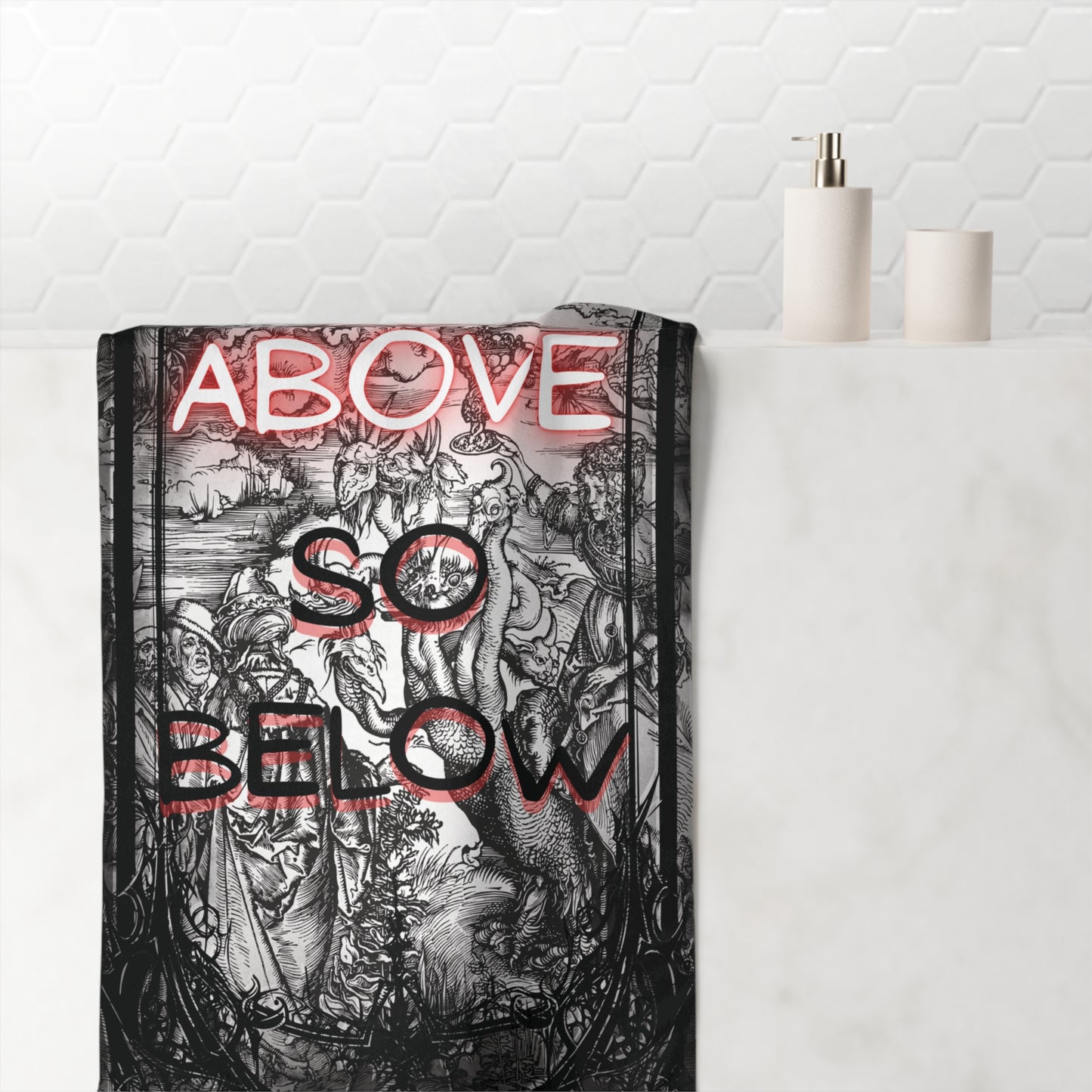 As Above So Below Decorative Towel — Gothic Neon Beach/Bath Towel