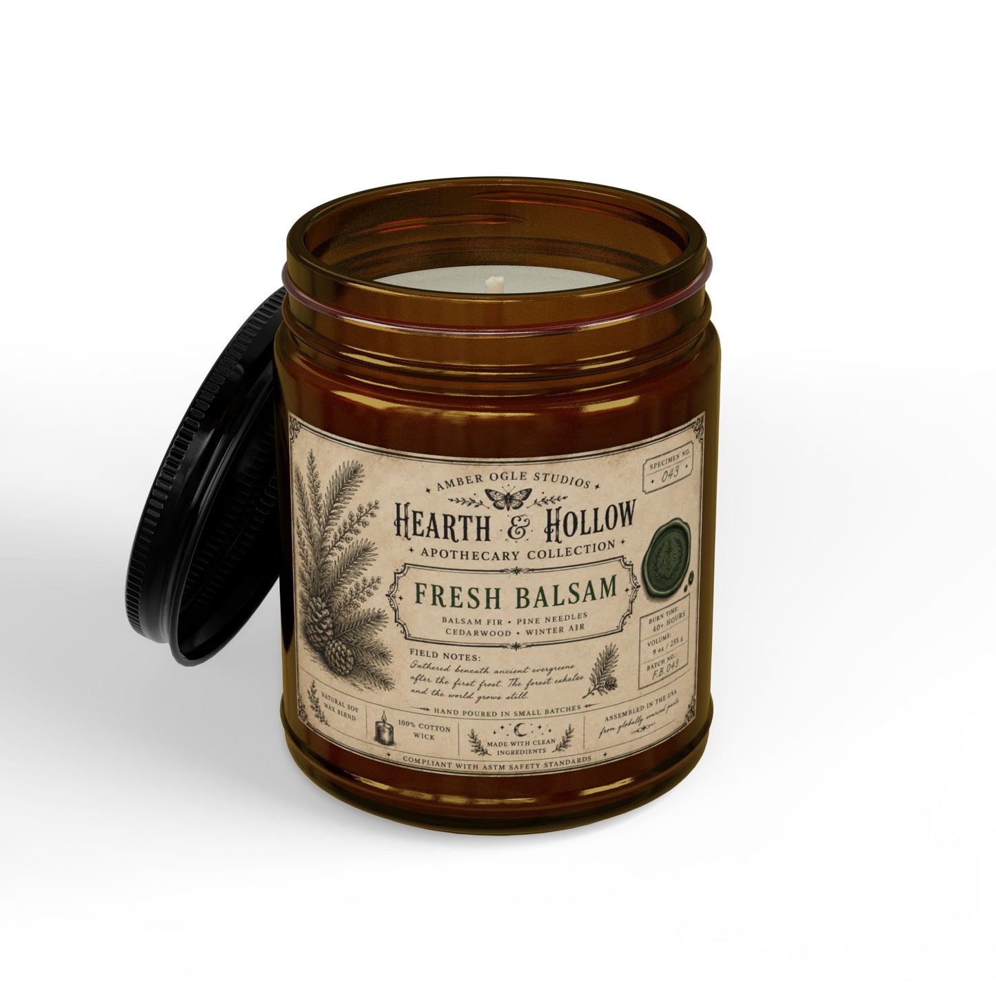 Fresh Balsam Soy Candle — Amber Jar Scented Candle (4oz & 9oz)