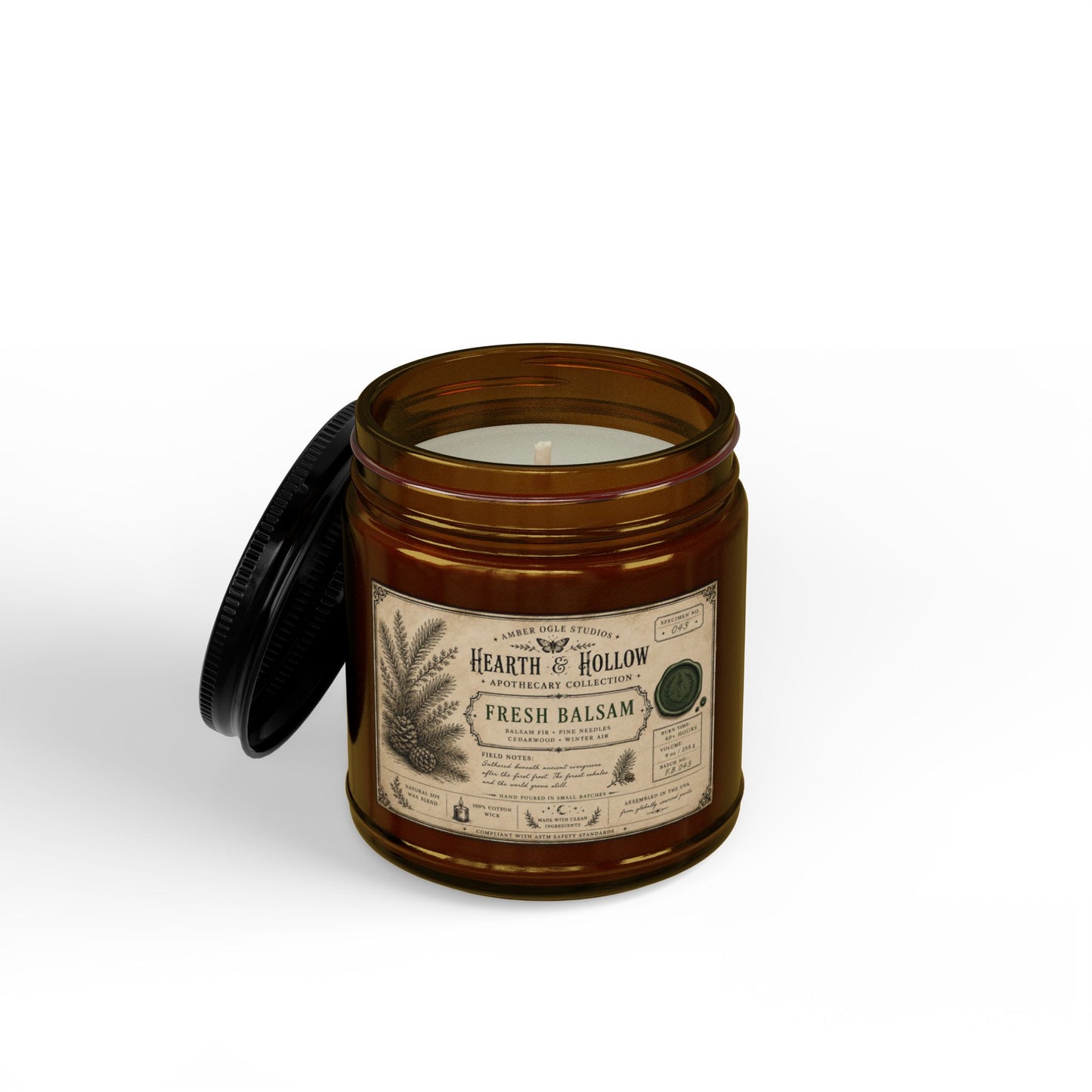 Fresh Balsam Soy Candle — Amber Jar Scented Candle (4oz & 9oz)