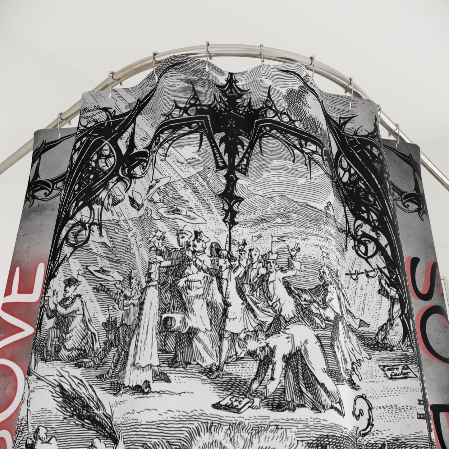 As Above So Below Gothic Shower Curtain — Occult Altar Bathroom Decor