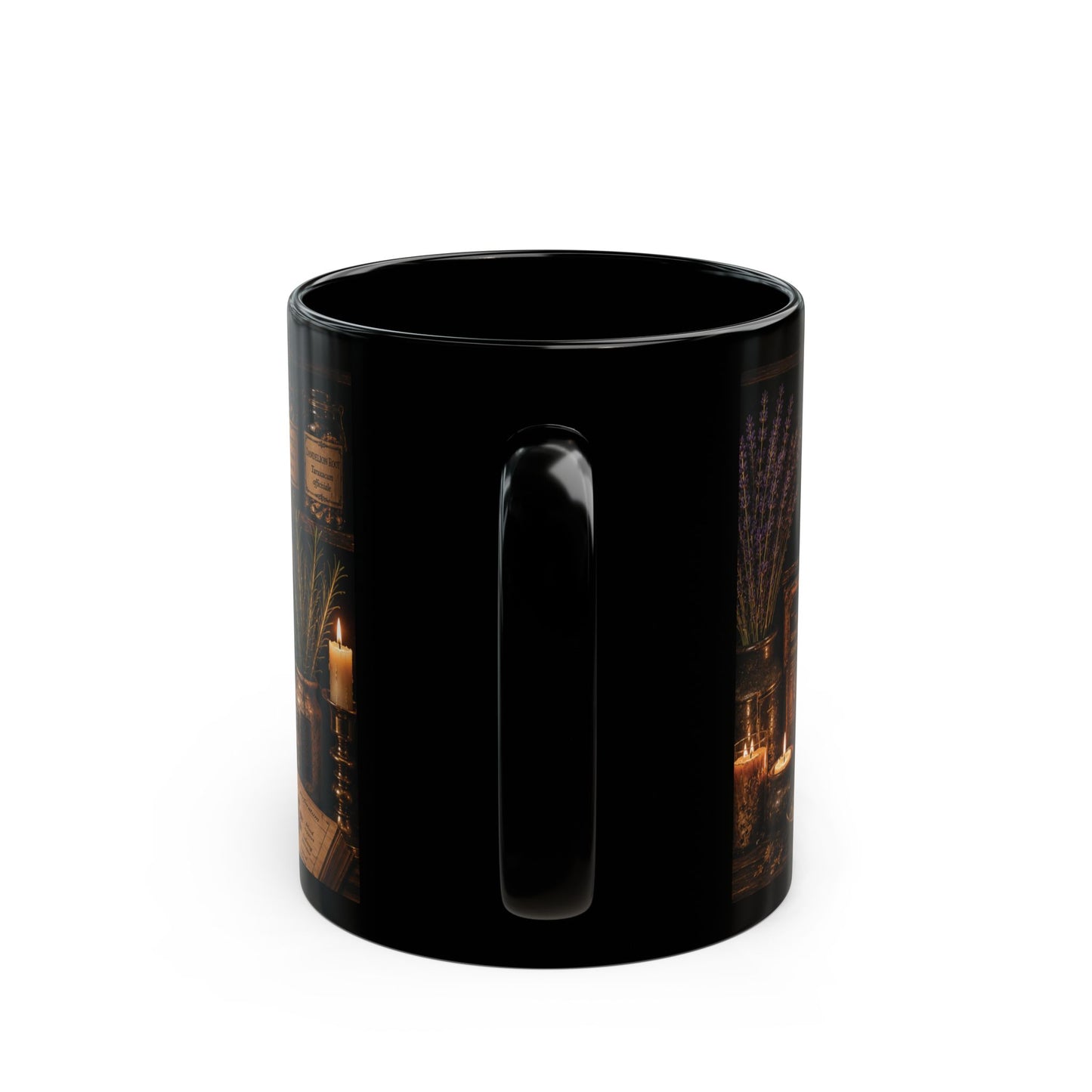Herbal Apothecary Black Mug — "Where every remedy begins with patience" (11oz/15oz)