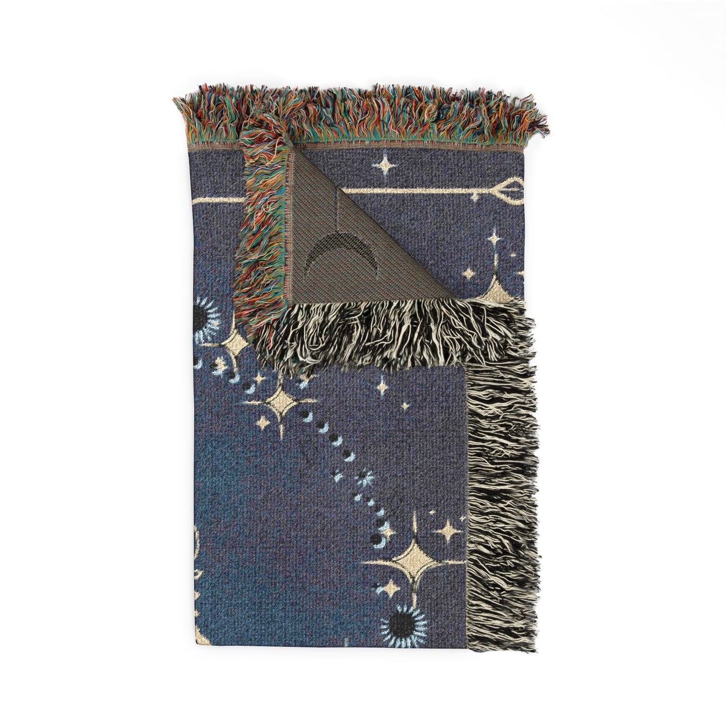 Celestial Serpent Woven Blanket — Starry Moon Boho Throw
