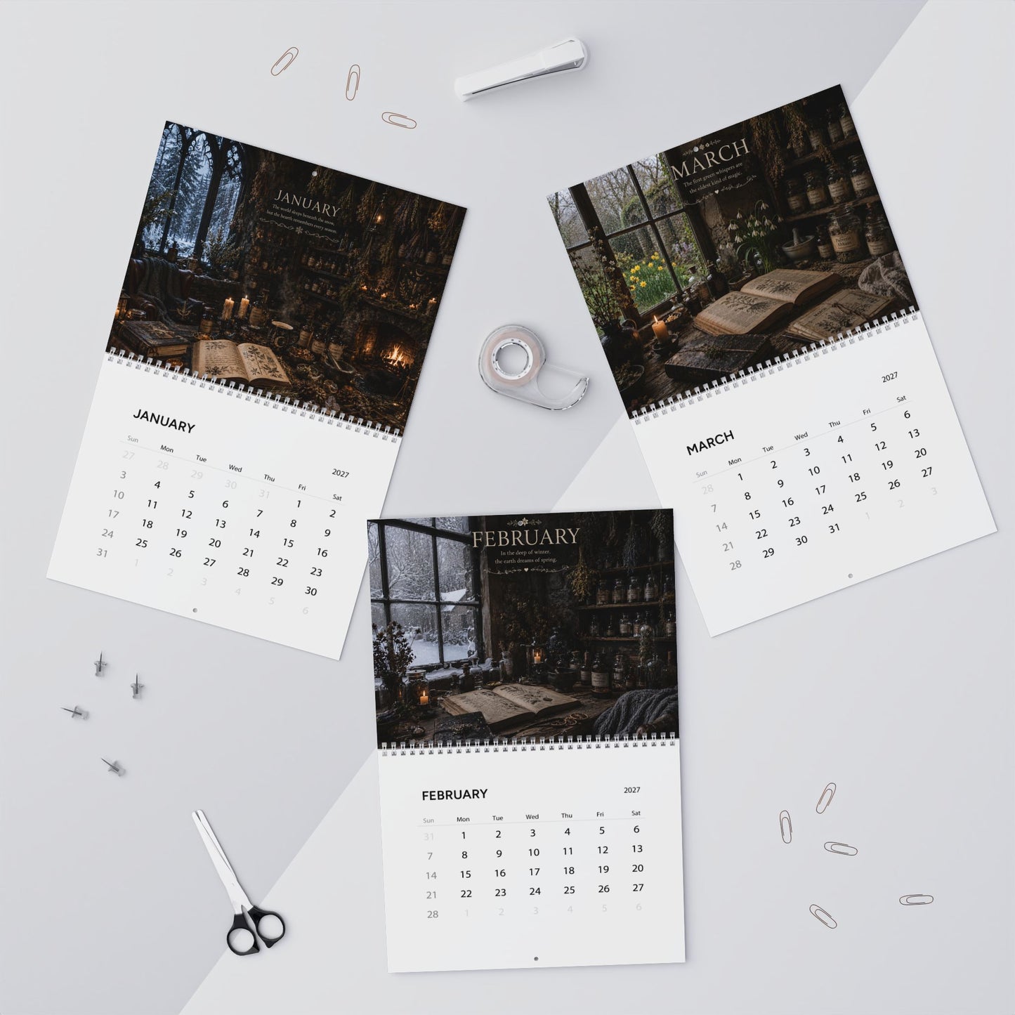 Wall Calendar — 2026 Witchy Cottage & Harvest Art Calendar