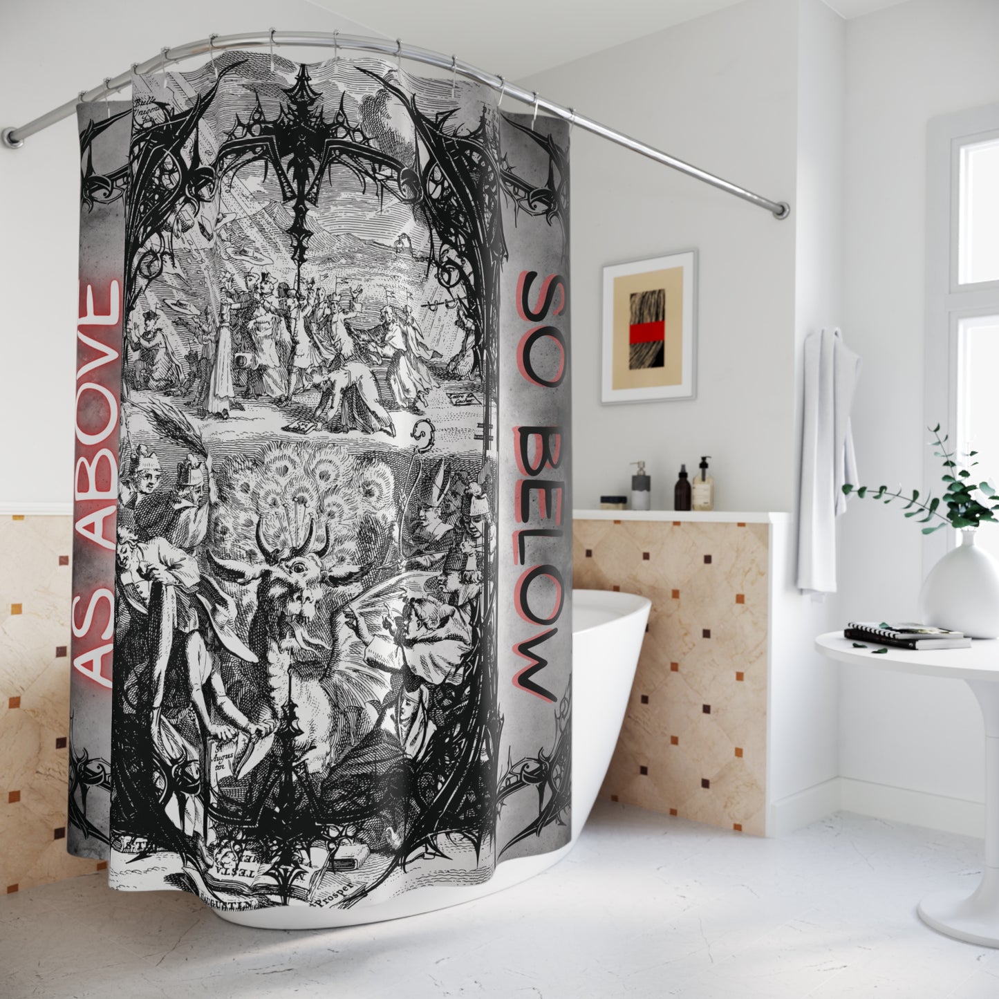 As Above So Below Gothic Shower Curtain — Occult Altar Bathroom Decor
