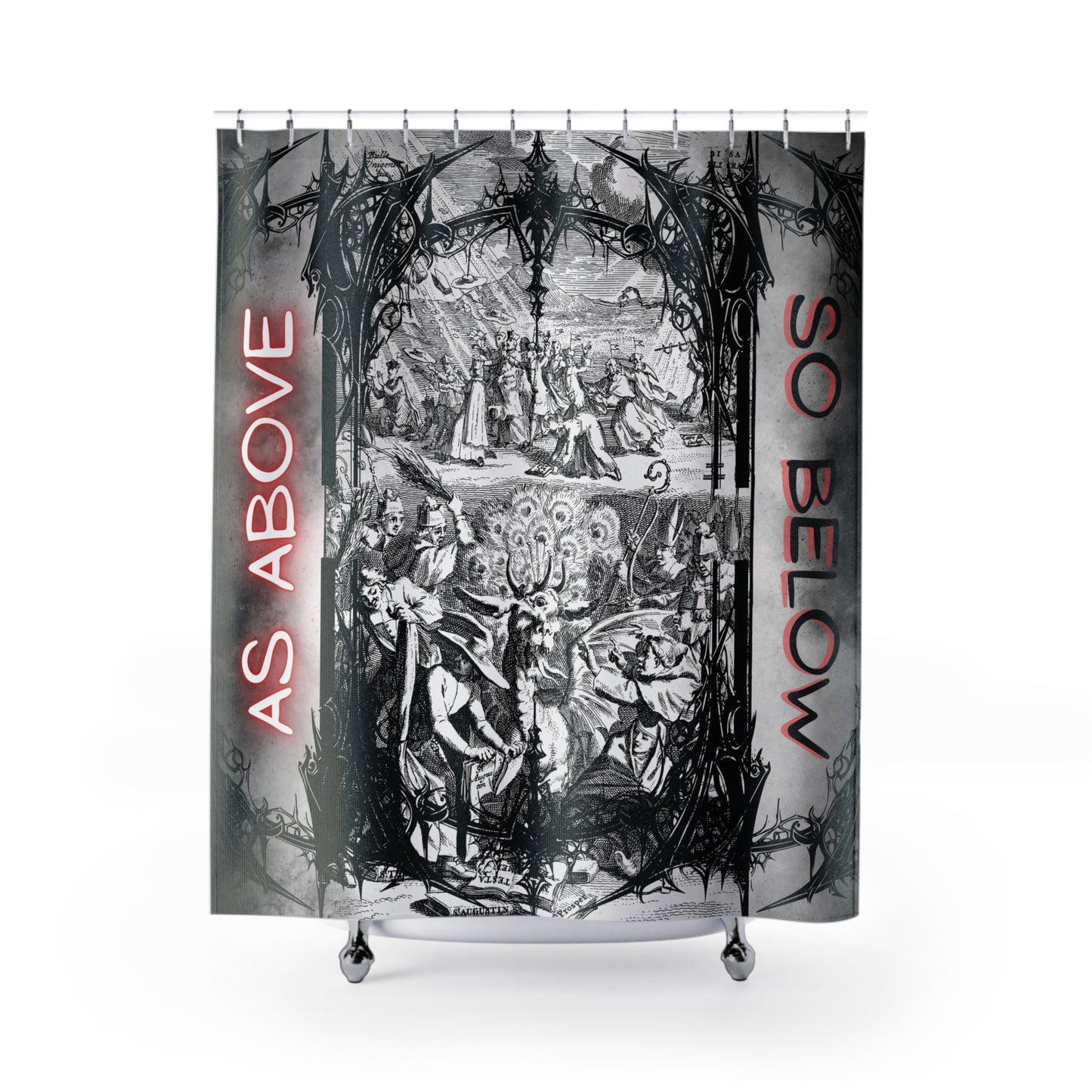 As Above So Below Gothic Shower Curtain — Occult Altar Bathroom Decor