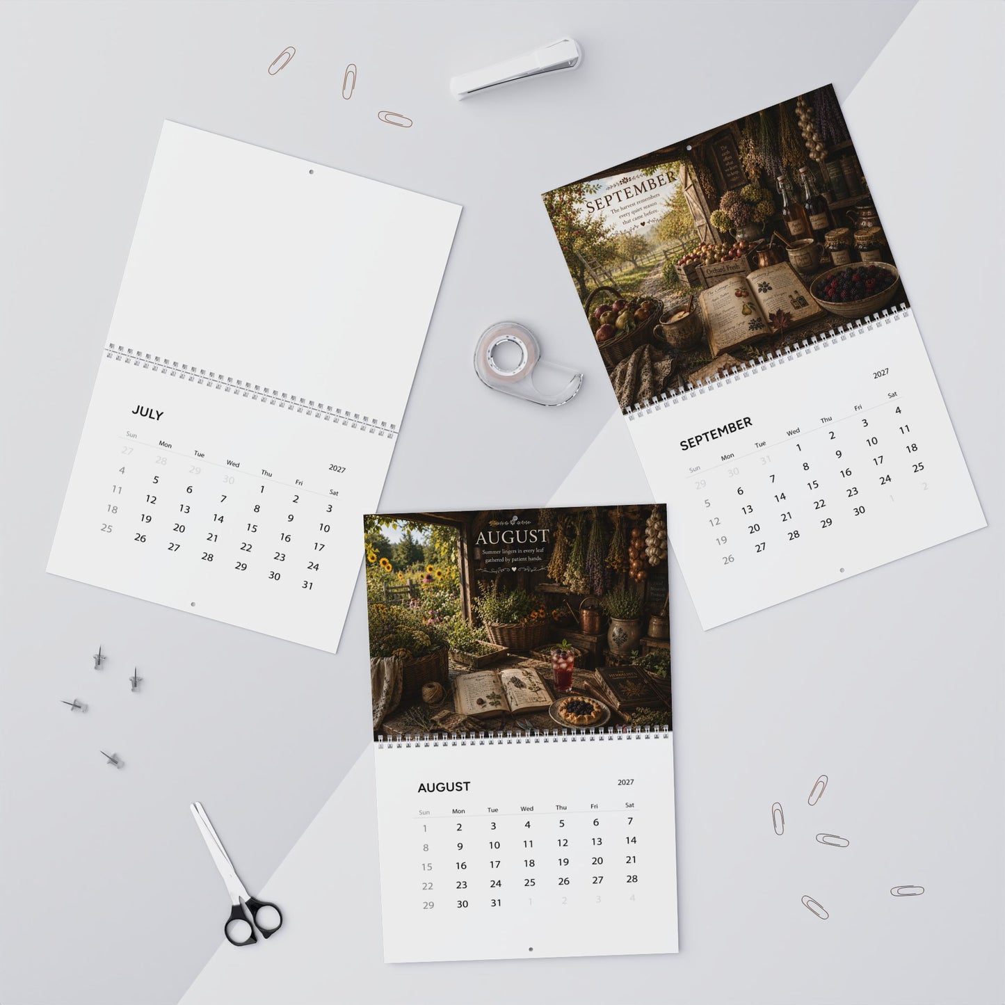 Wall Calendar — 2026 Witchy Cottage & Harvest Art Calendar